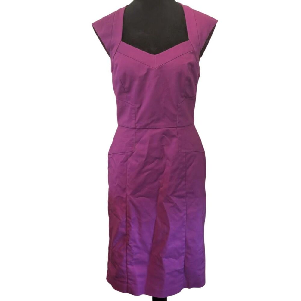 WHBM Dark Coquette Sweetheart Cutout Sheath Dress Magenta, Size 8